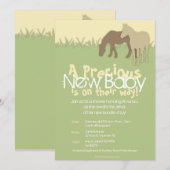 Zwei braune Ponies Yellow Baby Dusche Einladung (Vorne/Hinten)