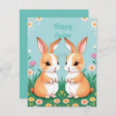 Zwei braune und weiße Kaninchen Mitteilungskarte (Vorne/Hinten)