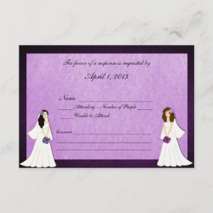 Zwei Braut-kundenspezifische lesbische Hochzeit RSVP Karte