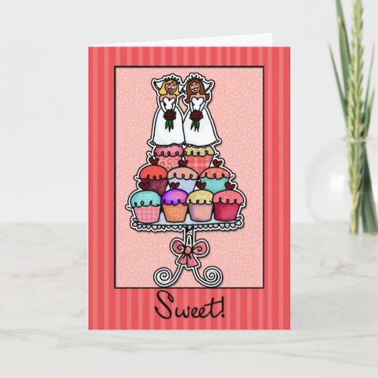 Zwei Bräute auf Kuchen-Stapel Karte (Vorderseite)