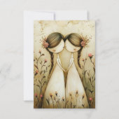 Zwei Bräute, handgezeichnete Bleistiftillustration RSVP Karte (Vorderseite)