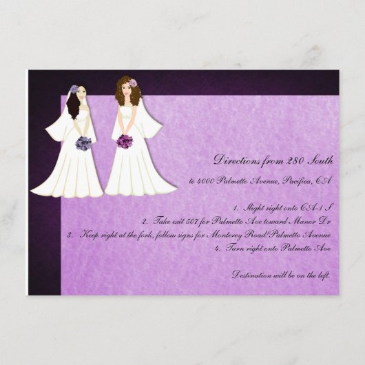 Zwei Bräute Lesbische Fahrkarte für Hochzeitfahrte Begleitkarte (Rückseite)