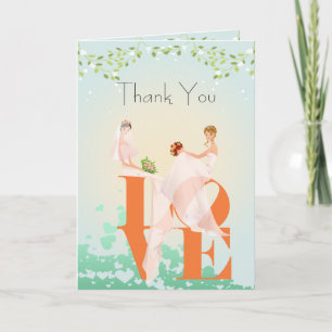Zwei Bräute LOVE  Lesbische Hochzeitskarte zum Dan Dankeskarte