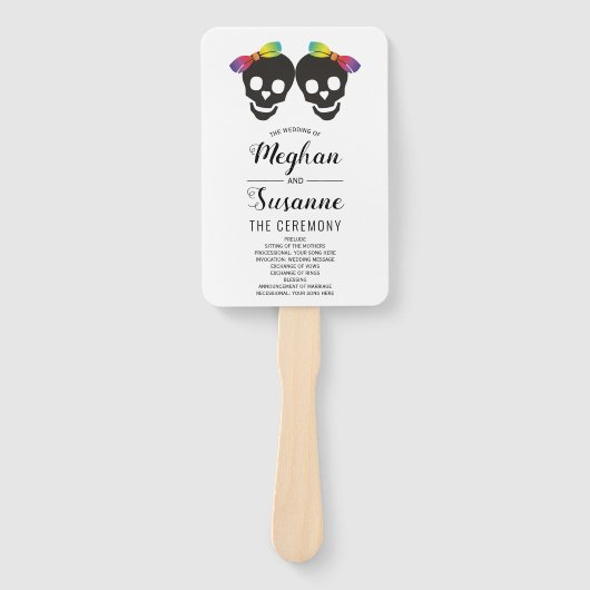 Zwei Bräute Regenbogenfarben Lesben Hochzeitsprogr Fächer (Vorderseite)