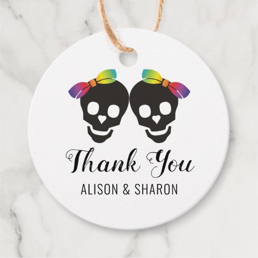 Zwei Bräute und Konfetti Danke Lesben Hochzeit Geschenkanhänger (Vorderseite)