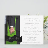 Zwei Bräutigam-kundenspezifische homosexuelle Einladung (Stehend Vorderseite)