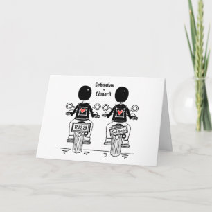 Zwei Bräutigame Biker Motorrad-Hochzeit Karte