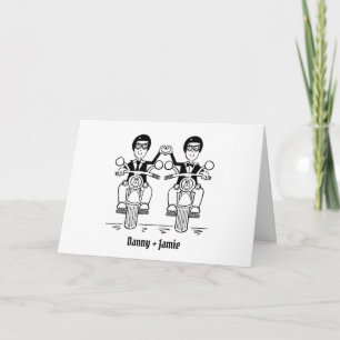 Zwei Bräutigame Biker Motorrad-Hochzeit Karte