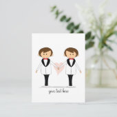 Zwei Bräutigame, die Einladungen Wedding sind (Stehend Vorderseite)