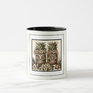 Zwei Bräutigame Schwammige Ananas Tiki Kopf Retro- Tasse