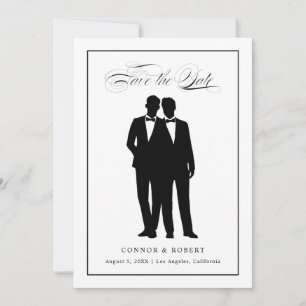 Zwei Bräutigame Silhouetten Save the Date