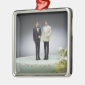 Zwei Bräutigamfigürchen auf Hochzeitstorte Ornament Aus Metall (Links)