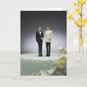 Zwei Bräutigfiguren auf dem Hochzeitstorch Karte (Gelbe Blume)