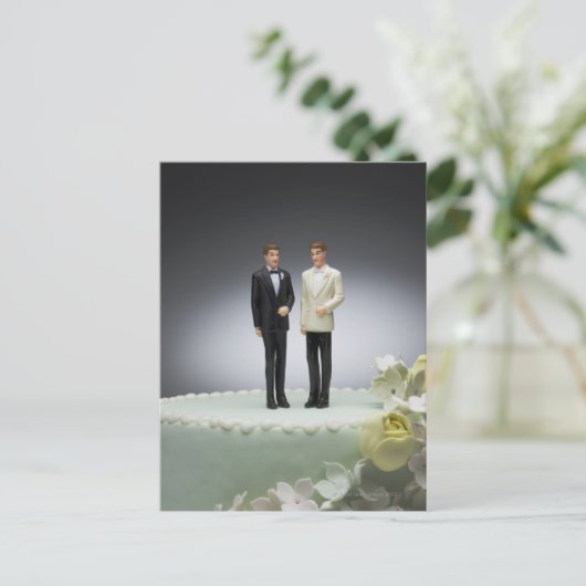 Zwei Bräutigfiguren auf dem Hochzeitstorch Postkarte (Stehend Vorderseite)