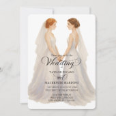 Zwei Brautpaare im Foto Hochzeitskleider Einladung (Vorderseite)