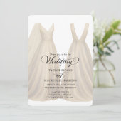 Zwei Brautpaare im Foto Hochzeitskleider Einladung (Stehend Vorderseite)