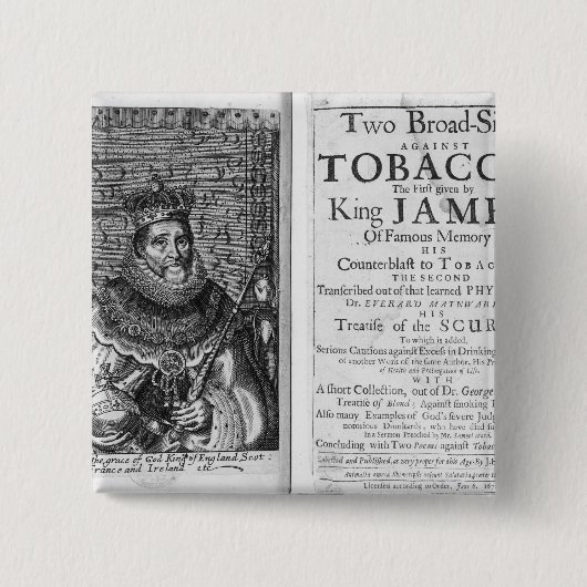 'Zwei Breitseiten gegen Tabak Button (Vorderseite)