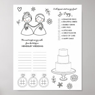 Zwei Bride Gay Wedding Word Game Activity Page Poster