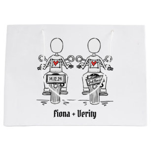 Zwei Brides Biker Motorrad Hochzeit Große Geschenktüte