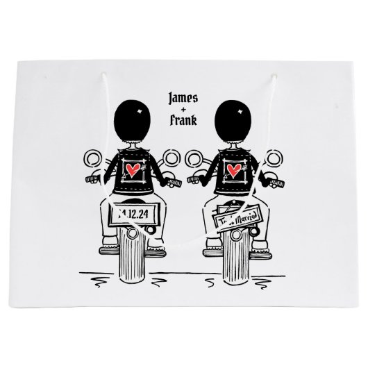 Zwei Brides Biker Motorrad Hochzeit Große Geschenktüte (Vorderseite)