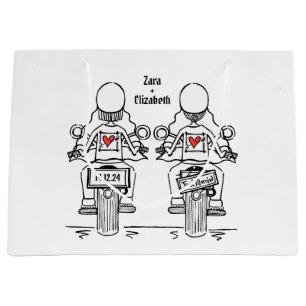 Zwei Brides Biker Motorrad Hochzeit Große Geschenktüte