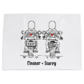 Zwei Brides Biker Motorrad Hochzeit Große Geschenktüte (Vorderseite)