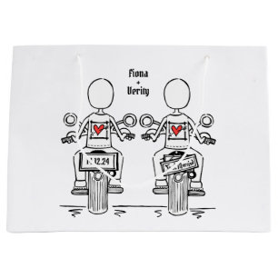 Zwei Brides Biker Motorrad Hochzeit Große Geschenktüte
