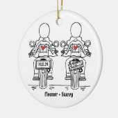 Zwei Brides Biker Motorrad Hochzeit Keramik Ornament (Links)