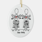 Zwei Brides Biker Motorrad Hochzeit Keramik Ornament (Rechts)