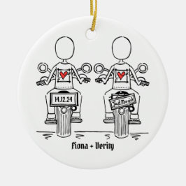 Zwei Brides Biker Motorrad Hochzeit Keramik Ornament