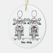 Zwei Brides Biker Motorrad Hochzeit Keramik Ornament (Links)
