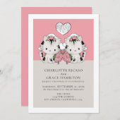 Zwei Brides Cat Themed Gay Wedding Ankündigung (Vorne/Hinten)