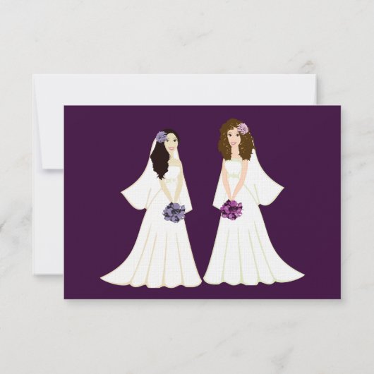 Zwei Brides Custom Lesbian Wedding RSVP Cards (Rückseite)