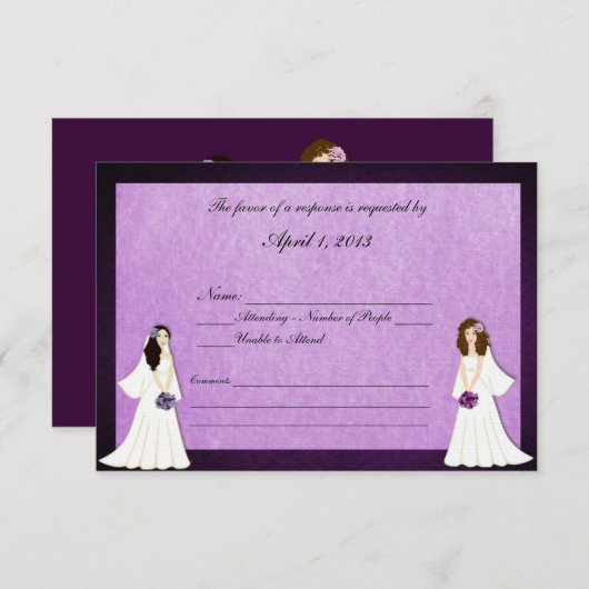 Zwei Brides Custom Lesbian Wedding RSVP Cards (Vorne/Hinten)