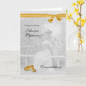 Zwei Brides Gay Wedding Gratulation Karte (Gelbe Blume)