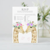 Zwei Brides Giraffe Gay Lesbian Wedding RSVP Karte (Stehend Vorderseite)
