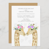 Zwei Brides Giraffe Gay Wedding Ankündigung (Vorne/Hinten)