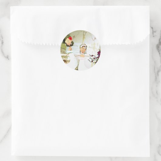 Zwei Brides Hochzeitsticker Runder Aufkleber (Tasche)