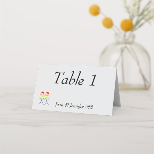 Zwei Brides-Rainbow-Liebe Platzkarte (Vorderseite)