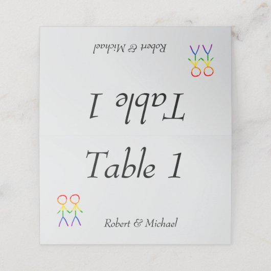 Zwei Brides-Rainbow-Liebe Platzkarte (Außenseite Aufgefaltet)