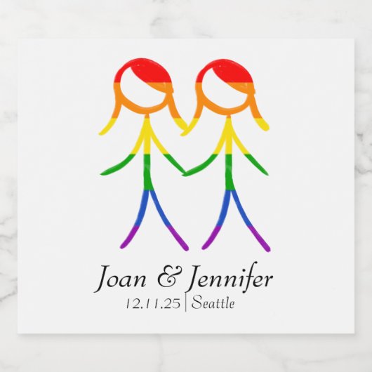 Zwei Brides-Rainbow-Liebe Schaumweinetikett (Einzelnes Label)