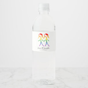 Zwei Brides-Rainbow-Liebe Wasserflaschenetikett