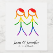 Zwei Brides-Rainbow-Liebe Weinetikett (Einzelnes Label)