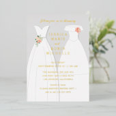 Zwei Brides Wedding Dress Lesbians Paare Dusche Folieneinladung (Stehend vorne)