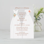 Zwei Brides Wedding Dress Lesbians Paare Dusche Folieneinladung (Stehend vorne)