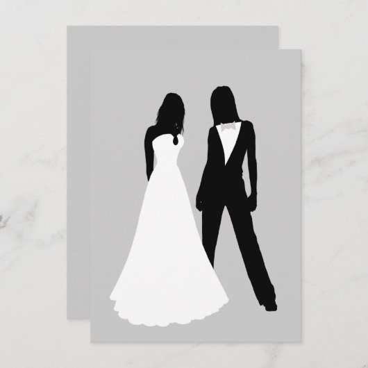 Zwei Brides Wedding Einladung (Vorne/Hinten)