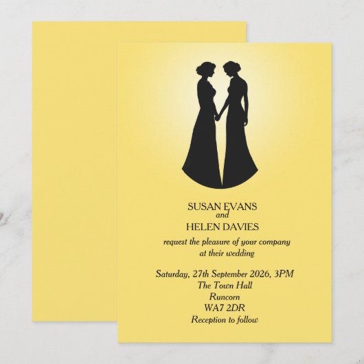 Zwei Brides Wedding Einladung (Vorne/Hinten)