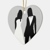 Zwei Brides Wedding Keramik Ornament (Links)