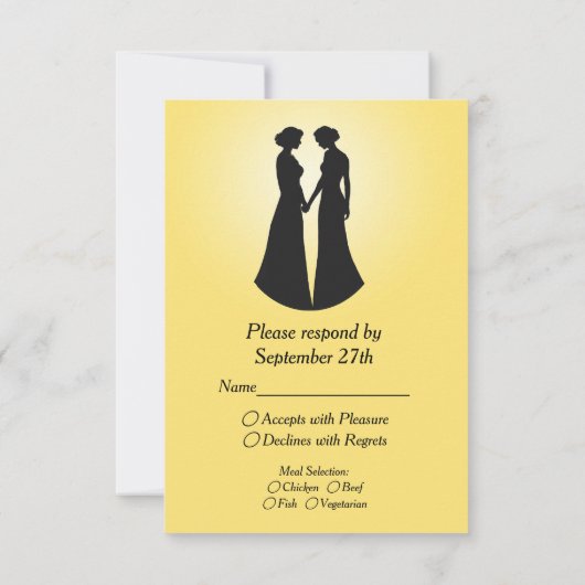 Zwei Brides Wedding RSVP Karte (Rückseite)