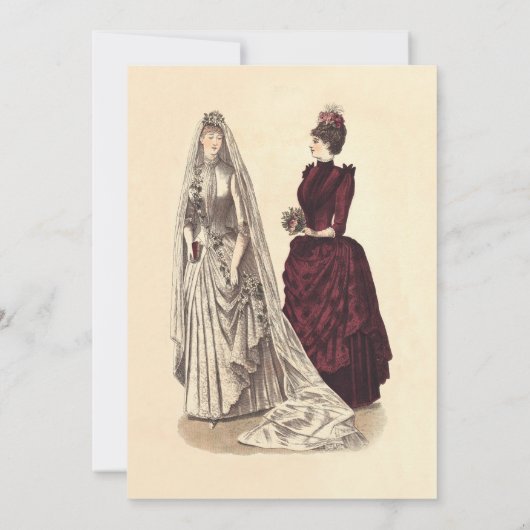 Zwei Brides Wedding Vintag Einladung (Rückseite)